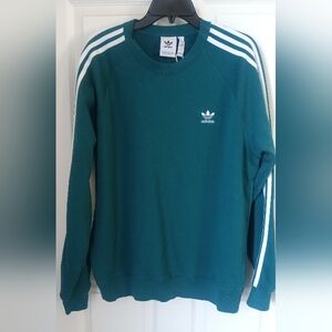 adidas Teal Crewneck Sweatshirt with White Stripes